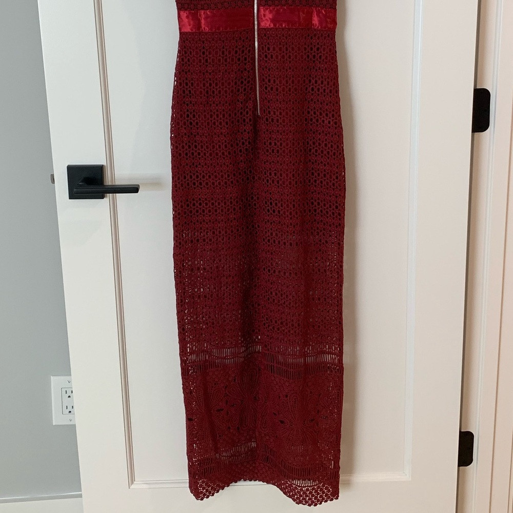 Lulus EUC XS red maxi lace overlay dress - Picture 6 of 13